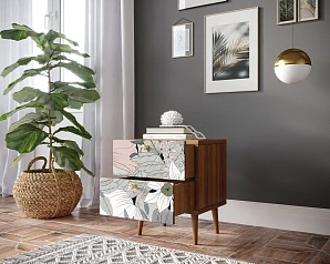 Тумбочка "Berber" с двумя ящиками 50 принт арт BB03/Print_50, разноцветная