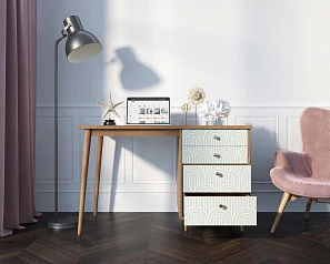 фото Стол рабочий "Berber" принт 34 с одной тумбой арт BB31/Print_34