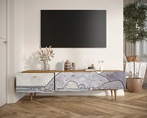 Комод "Berber" с ящиками низкий под TV арт BB19/Print_51 на заказ