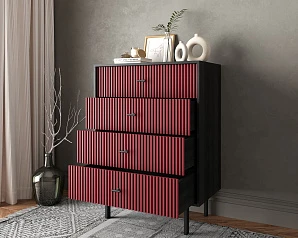 красивый Комод вертикальный с четырьмя ящиками "Emerson" арт EM18/red/L на заказ
