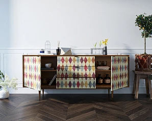 купить Комод "Bruni print" с тремя ящиками и дверками арт BR-03P в интернет-магазине