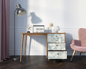 красивый Стол рабочий "Berber" принт 39 с одной тумбой арт BB31/Print_39