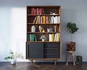 Стеллаж "Bruni" с дверками 1 арт BR-01Black на заказ в интернет-магазине