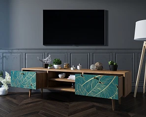 стильный Комод "Berber" с нишей низкий под TV арт BB49/Print_41 на заказ