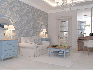фото Гостиная из коллекции "Leontina" голубая арт 111182