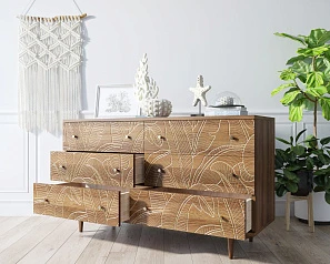 фото Комод "Boho" 6 ящиков джангл арт BH08 в интерьере