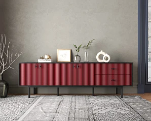 красивый Комод с четырьмя дверками и двумя ящиками "Emerson" арт EM04/red/L на заказ