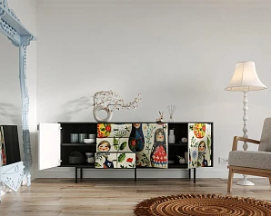 купить Комод с тремя дверками и тремя ящиками "Emerson" Матрешки арт EM07/Art04