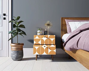 Тумбочка "Berber" с двумя ящиками 14 принт арт BB03/Print_14, разноцветная