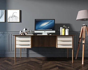 заказать стильные Рабочий письменный стол "Bruni white" с ящиками арт BR47WH