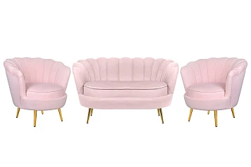 Комплект кресел и дивана ракушка Pearl Double Pink V2 в интерьере