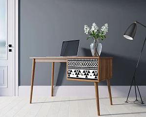 красивый Стол рабочий "Berber" принт 19 с одной тумбой арт BB20/Print_19 на заказ