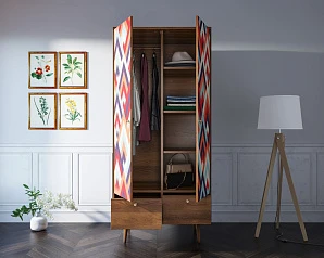 Шкаф двухстворчатый "Berber" принт 2 арт BB16/Print_02 в интерьере