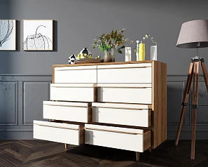купить Комод "Bruni white" на восемь ящиков арт BR06WH