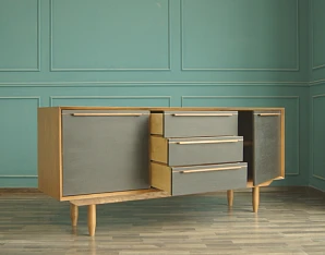 Комод "Brun Black" с тремя ящиками и дверками арт BR-03/Black в интернет-магазине