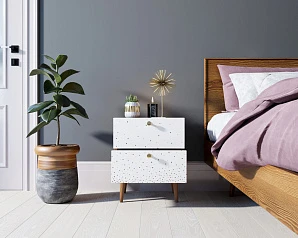 Тумбочка "Berber" с двумя ящиками 15 принт арт BB03/Print_15, разноцветная