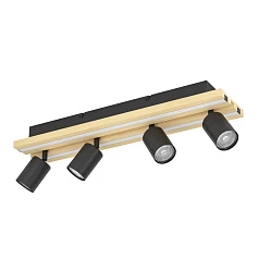 фото 390524 Светодиодный настенно-потолочный светильник GESTEIRA, 33W(LED) ,3000K, 2300lm, сталь, дерево, черный, коричневый, черный