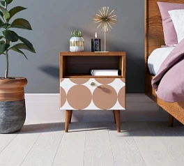 фото Тумбочка "Berber" с одним ящиком 17 принт арт BB06/Print_17, разноцветная