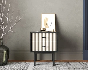 фото Тумбочка с двумя ящиками "Emerson" арт EM16/milky/L в интерьере