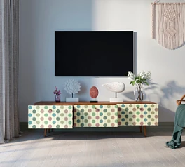 фото Комод "Berber" с ящиками низкий под TV принт 24 арт BB19/Print_24 в интерьере