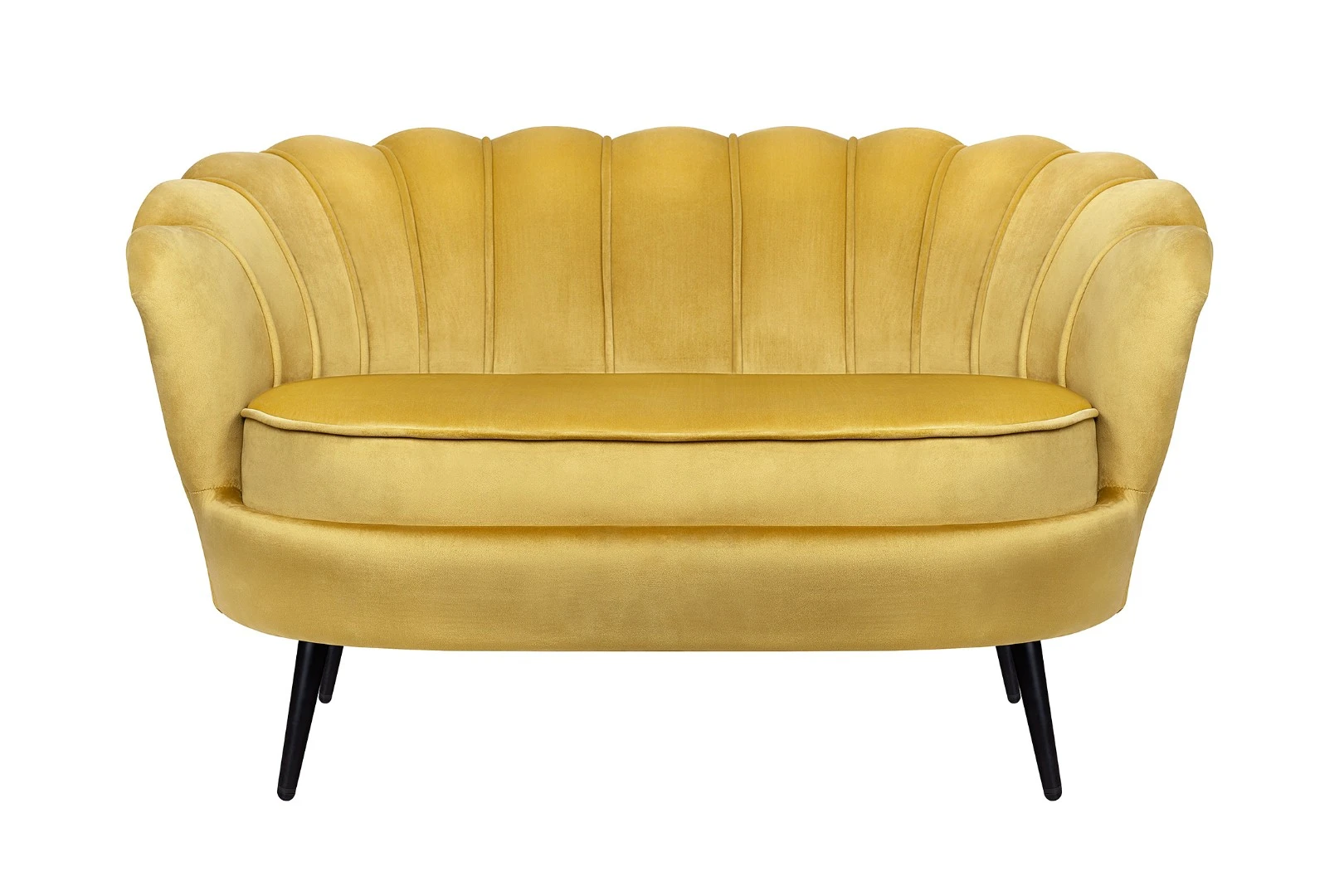 Дизайнерский диван Pearl Double Yellow на черных ножках в интерьере