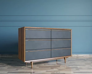 стильный Комод "Bruni Black" с шестью ящиками арт BR05Black