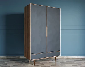 купить Шкаф двустворчатый  "Bruni Black" с двумя ящиками арт BR27/2Black в интернет-магазине