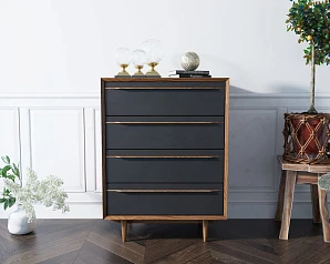 красивый Комод "Bruni Black" на четыре ящика арт BR08Black