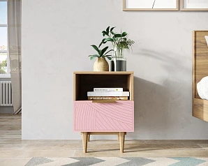 купить стильные Тумбочка с нижним ящиком "Line" LN09/GR1/pink