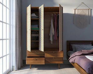 фото Шкаф трехстворчатый "Berber" принт 23 арт BB02/Print_23 в интерьере