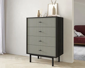 купить Комод вертикальный с четырьмя ящиками "Emerson" арт EM18/gray/L