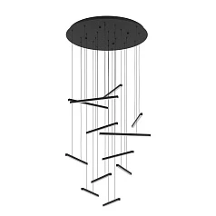 390351 Люстра диммируемая LINDOZA, 12X8,4W (LED), 3000K, 12000lm, ?780, сталь, черный/пластик, белый на заказ