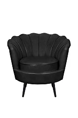 стильное Низкое кресло ракушка Pearl Black V2 на черных ножках