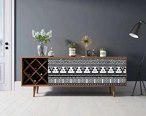заказать стильные Комод "Berber" удлиненный с бутылочницей 19 принт арт BB15/Print_19