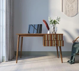 фото Стол рабочий "Berber" принт 20 с одной тумбой арт BB20/Print_20