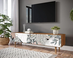 стильный Комод "Berber" с ящиками низкий под TV 50 принт арт BB19/Print_50