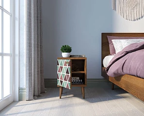 фото Тумбочка "Berber" с дверкой 26 принт арт BB21/Print_26, разноцветная в интерьере