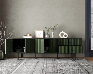 стильный Комод с четырьмя дверками и двумя ящиками "Emerson" арт EM04/green/L