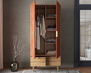 Шкаф двухстворчатый  с ящиками "Line" R26/red на заказ