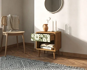 купить красивые Тумбочка "Berber" с открытой полкой 53 принт арт BB33/Print_53, разноцветная в интернет-магазине