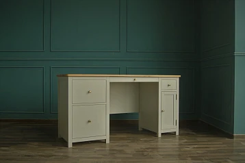 купить Большой рабочий стол "Jules Verne" с узкой тумбой серый арт JV14ETGG