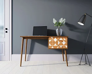 Стол рабочий "Berber" принт 14 с одной тумбой арт BB20/Print_14 в интернет-магазине