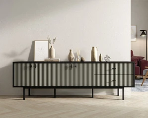 купить стильный Комод с четырьмя дверками и двумя ящиками "Emerson" арт EM04/gray/L в интернет-магазине