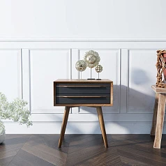 Тумба для прихожей "Bruni Black" с двумя ящиками в интерьере