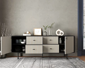 Комод две дверки и четыре ящика "Emerson" арт EM19/milky/L в интерьере