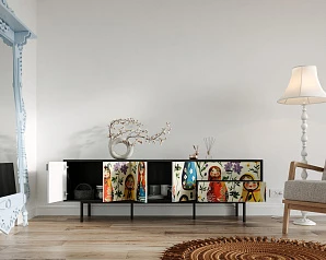 купить Комод с четырьмя дверками и двумя ящиками "Emerson" Матрешки арт EM04/Art04 в интернет-магазине