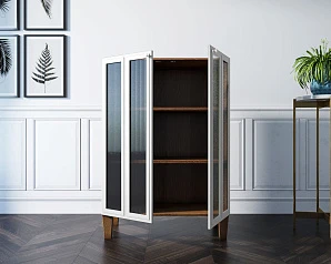 фото Шкаф-буфет "Andersen" малый с рифлеными стеклами арт AN18/1WH в интерьере