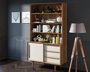 красивый Стеллаж "Bruni White" с дверками арт BR-01WH на заказ