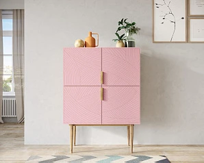 красивый Малый комод с четырьмя дверками на высоких ножках "Line" LN13/GR1/pink на заказ