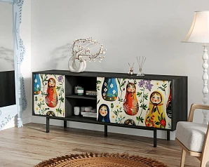 фото Комод с дверками и нишей "Emerson" Матрешки арт EM15/Art04